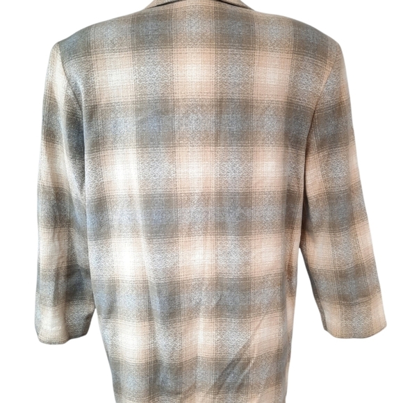 Plaid Gray & Cream Blazer with Pockets Size 11/12‎ Light Academia Women's - Picture 5 of 5
